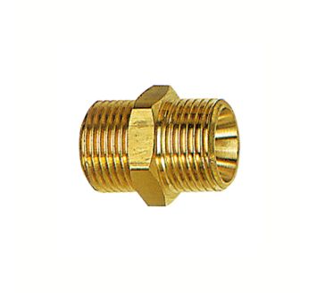 Double threaded nipple, Cyl., G 1/4 o., G 1/4 o., AF 17, Brass