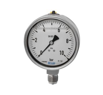 Glycerine pressure gauge, CrNi steel, G 1/4, -1 / +1.5 bar, Ø 63