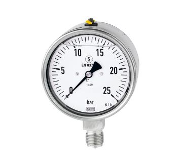 Glycerine pressure gauge, CrNi steel, G 1/4, 0 - 160 bar, Ø 63