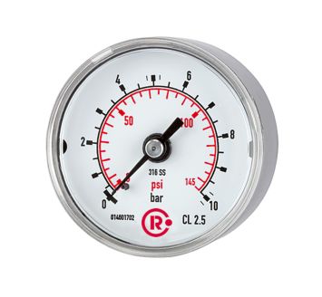 Standardmano, CrNi-Stahl, G 1/4 hinten zentr., 0 - 2,5 bar, Ø 50