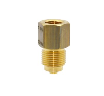 Pressure gauge connection nipple brass, G 1/8 bushing, G 1/4 taps