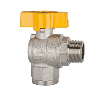 Rectangular ball valve, nickel-plated brass, IT/ET, R/Rp 1/2