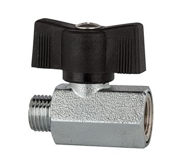 Mini ball valve nickel-plated brass, Butterfly handle G 1/4 IT/ET