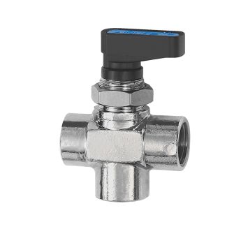 3-way mini ball valve, L-hole, Brass chrome plated, G 1/4 IT