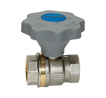 Ball valve fine adjustment, nickel-plated bright brass, G 1/2