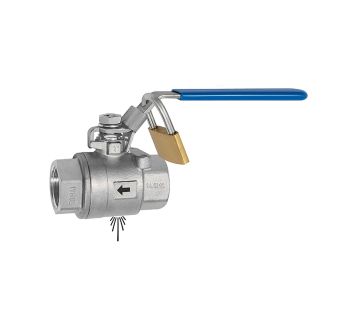 Stainless steel ball valve, lockable, venting hole, Rp 1/4