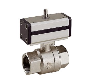 Brass ball valve, Pneumat. actuation drive, double-acting, Rp 3/8