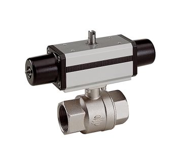 Brass ball valve, Pneumat. actuation drive, single-acting, Rp 3/8