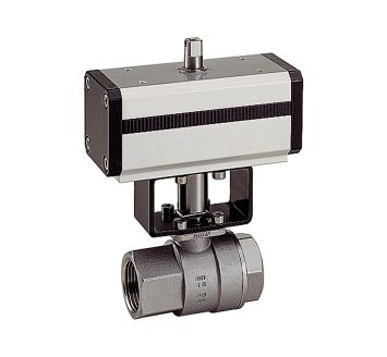 Stainless steel ball valve, Pneumatic actuation drive, Rp 3/4