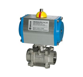 Stainless steel ball valve, Pneumat. actuation drive, Rp 3/4