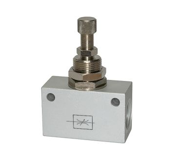 Throttle valve, in block shape, Anodised aluminium, G 1/4