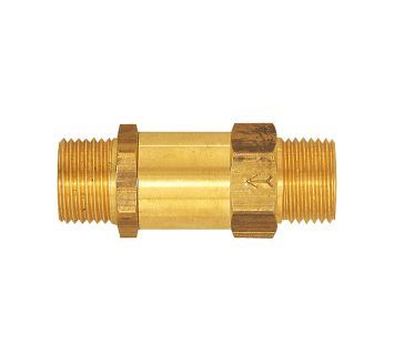 Check valve, straight-way variant, brass, G 1 ET, 0.1 bar