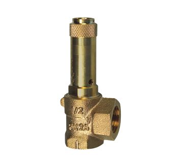 Corner safety valve, liquids, G 1/2, Trigger pressure 1.1 bar