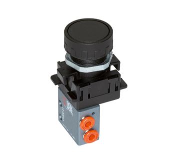 3/2-way miniature valve, manual, Push button, NC, M5 side