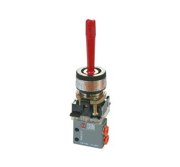 3/2-way mini valve, manual, Manual lever, NC monostable M5 side