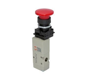 3/2-way valve, manual, Palm button, NC, monostable, G 1/8