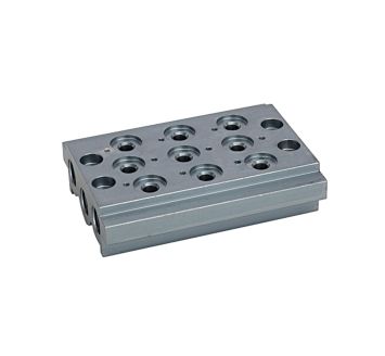 Multi-base plate for the way valves, 4 valve positions, G 1/8