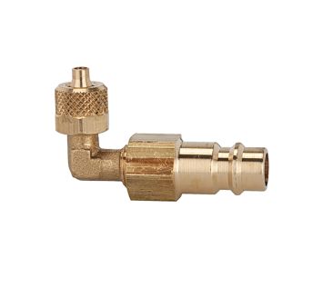 Plug-in angle for I.D. 7.2 - 7.8, bright brass, for hose 6x4