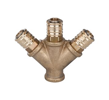 Distributor with 3 quick-connect couplings I.D. 7.2, G 3/8 IT