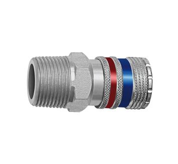 Safety coupling I.D. 10, Steel / brass galvanised, R 3/8 ET