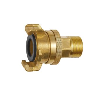 GEKA threaded piece, rigid, Safety design, bright brass, G 1 o.