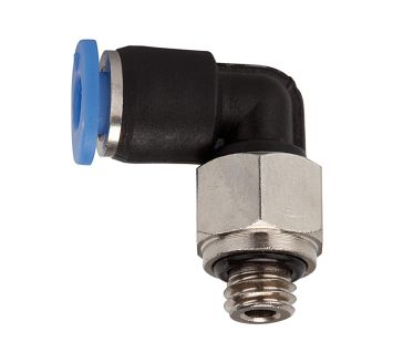 Push-in L-fitting »Blue Series« mini, rotating, M6