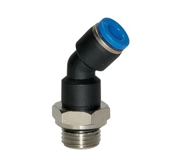 Push-in fitting 45° »Blue Series«, rotating, M5 o.