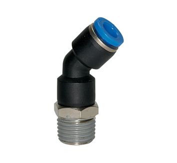 Push-in fitting 45° »Blue Series«, rotating, R 1/8 o.