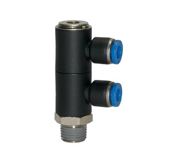 L-multi-distributor »Blue Series«, 2-fold, rotating, R 1/8 o.