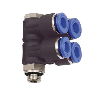 L-multi-distributor »Blue Series«, 4-fold, rotating, G 1/8 o.