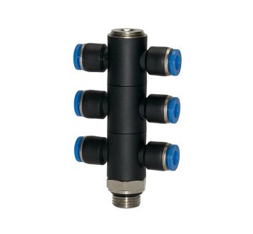 T-multi-distributor »Blue Series«, 6-fold, rotating, G 3/8 o.