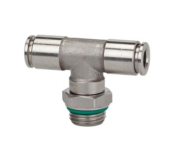 Push-in T-fitting, rotating, G 1/4 o., for hose exterior Ø 6 mm