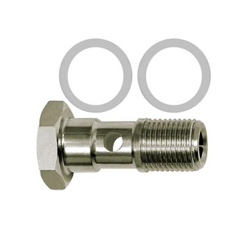 Hollow screw with PTFE sealing ring, Single, G 1/8