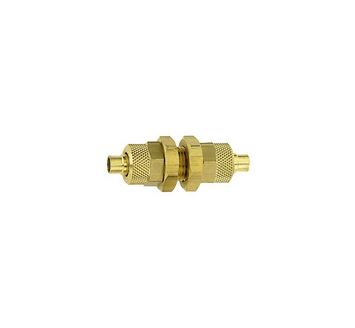 Bulkhead fitting, M10x1, for hose 6/4 mm, AF 14, Brass