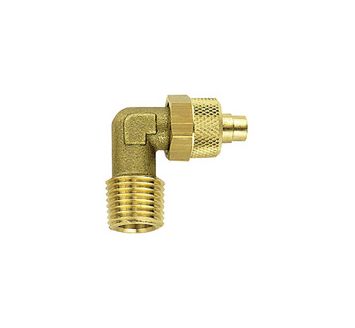 Angled screw-in fitting, R 1/8 o., for hose 6/4 mm, AF 8, Brass