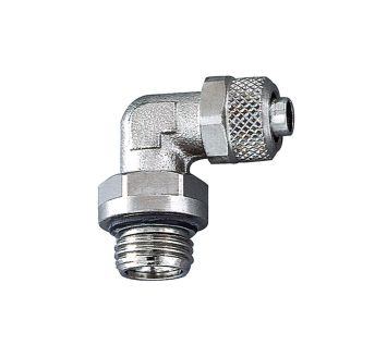 Angled screw-in fitting, not rotating, M5 o., for hose 5/3 mm