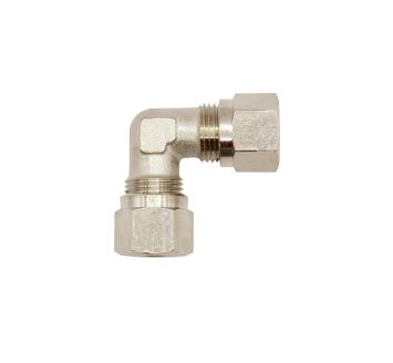 Angled fitting, Pipe exterior Ø 12 mm, nickel-plated brass