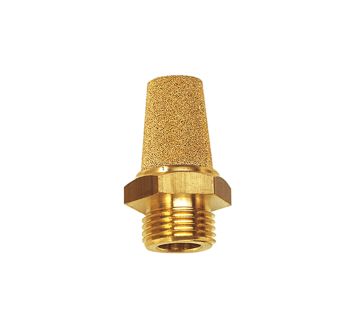 Sintered bronze silencer, Brass thread / hexagonal, G 1/8, AF 12