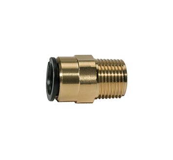 Screw-in connector, brass, R 1, for pipe exterior Ø 28 mm