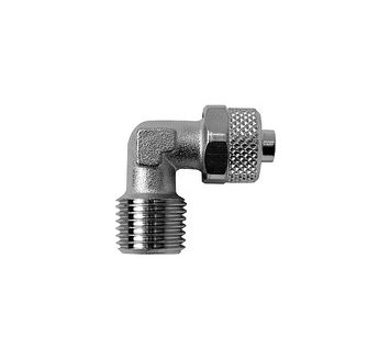 Angled screw-in fitting »value line«, R 3/14 o., for hose 12/10