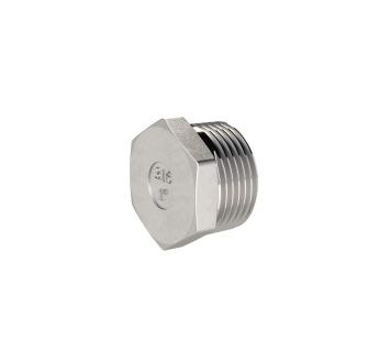 Stopper, Hexagonal, R 1 o., AF 35, Stainless steel 1.4408