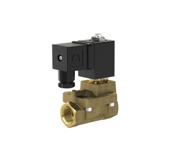 2/2 solenoid valve, NO, G 3/8, PN 0.5-12, FPM, pilot-op., 24V DC