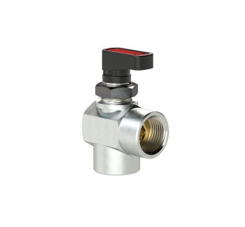 Angled mini ball valve, Brass chrome plated, G 1/8 IT