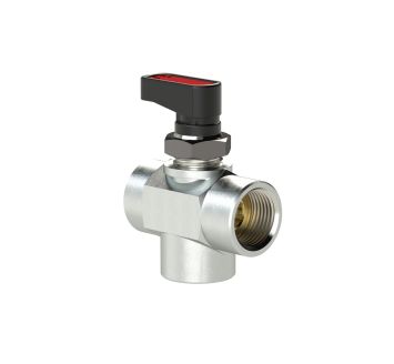 3-way mini ball valve, L-bore, Brass chrome plated, G 3/8 IT