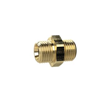 Double threaded nipple, Cyl., G 1/8 o., G 1/4 o., AF 17, Brass