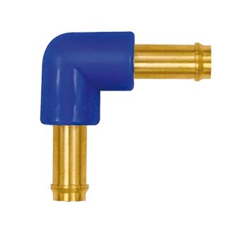 Angled hose fitting supports, for hose I.D. 4 mm, brass and POM