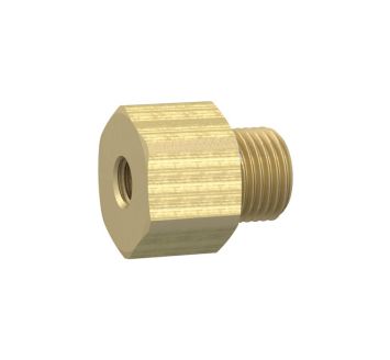 Reducing nipple long, G 1/8 o., M5 i., AF 14, Brass