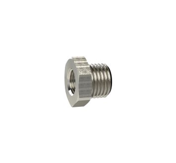 Reducing nipple short, G 1/4 o., G 1/8 i., nickel-plated brass