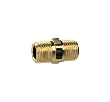 Double threaded nipple, Conical, R 1/8 a., R 3/8 a., AF 19, Brass