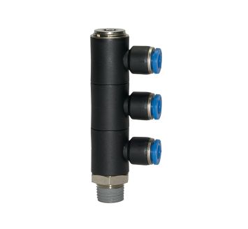 L-multi-distributor »Blue Series«, 3-fold, rotating, R 1/2 o.